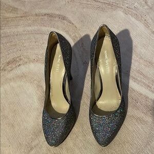 Party Ready Pewter Glitter High Heels